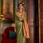 Tussar Silk Saree with Ikkat Pallu and Contrast Blouse