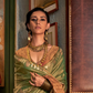 Tussar Silk Saree with Ikkat Pallu and Contrast Blouse