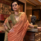 Tussar Silk Saree with Ikkat Pallu and Contrast Blouse
