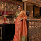 Tussar Silk Saree with Ikkat Pallu and Contrast Blouse