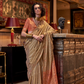 Tussar Silk Saree with Ikkat Pallu and Contrast Blouse