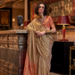 Tussar Silk Saree with Ikkat Pallu and Contrast Blouse