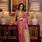 Tussar Silk Saree with Ikkat Pallu and Contrast Blouse