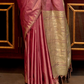 Tussar Silk Saree with Ikkat Pallu and Contrast Blouse