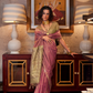 Tussar Silk Saree with Ikkat Pallu and Contrast Blouse