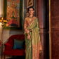 Tussar Silk Saree with Ikkat Pallu and Contrast Blouse