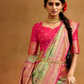 Tusser Silk Saree with Kalamkari Print & Banarasi Zari Border