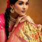 Tusser Silk Saree with Kalamkari Print & Banarasi Zari Border