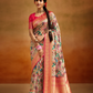 Tusser Silk Saree with Kalamkari Print & Banarasi Zari Border
