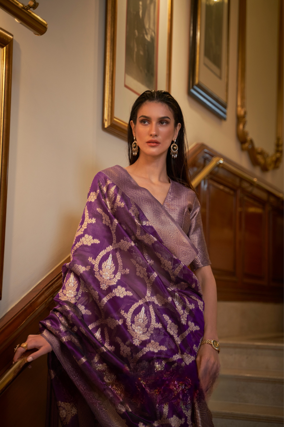 Organza Handloom Saree with Intricate Zari Weaving
