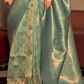 Two-Tone Handloom Woven Silk Saree with Subtle Zari Accents