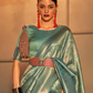 Two-Tone Handloom Woven Silk Saree with Subtle Zari Accents
