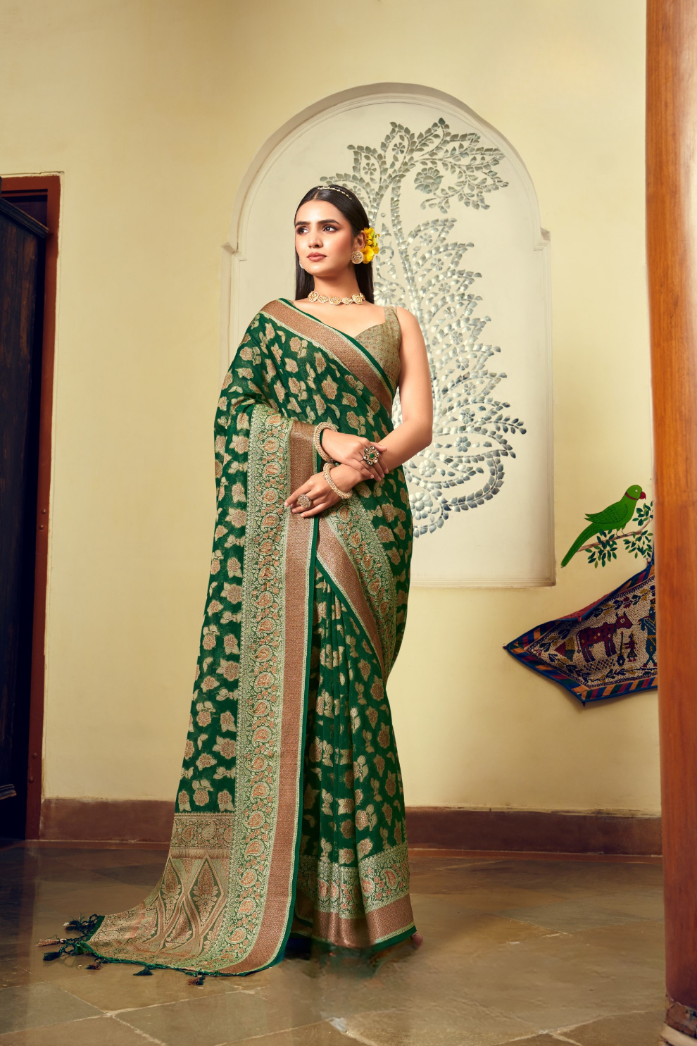 Two Ply Weaving Polyester Georgette Saree with Weaving Buta - LaVante Fashion
