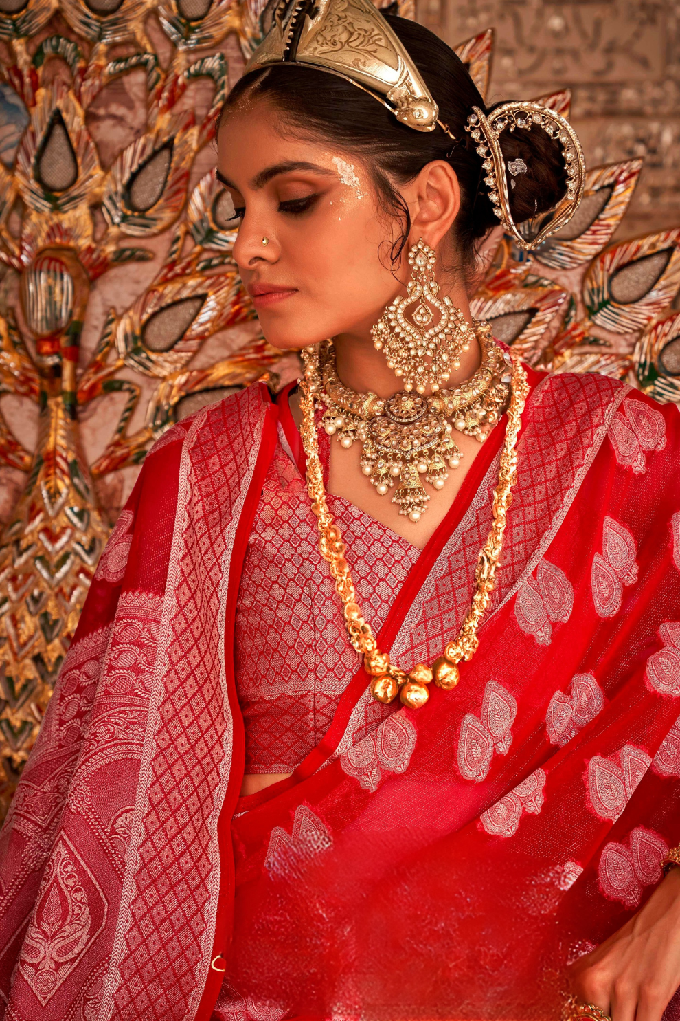 TWP Georgette Saree with Weaving Buta, Border & Pallu, - LaVante Fashion