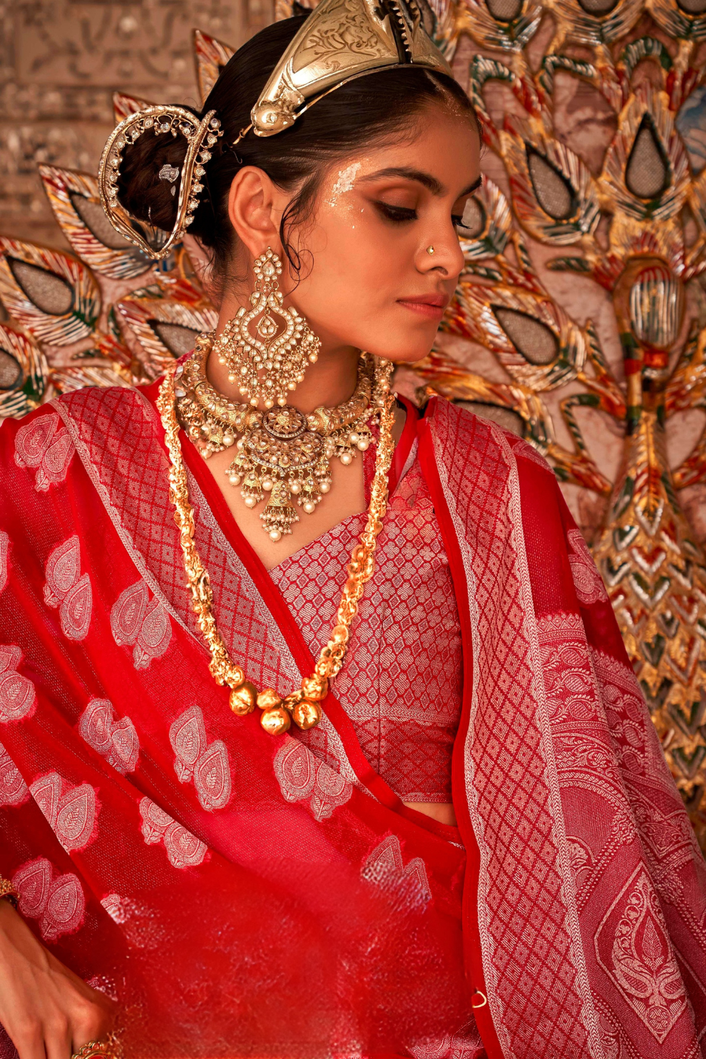 TWP Georgette Saree with Weaving Buta, Border & Pallu, - LaVante Fashion