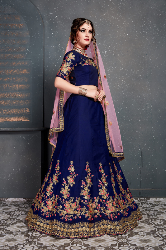 Bridal Silk Lehenga Choli Featuring Detailed Embroidered Design