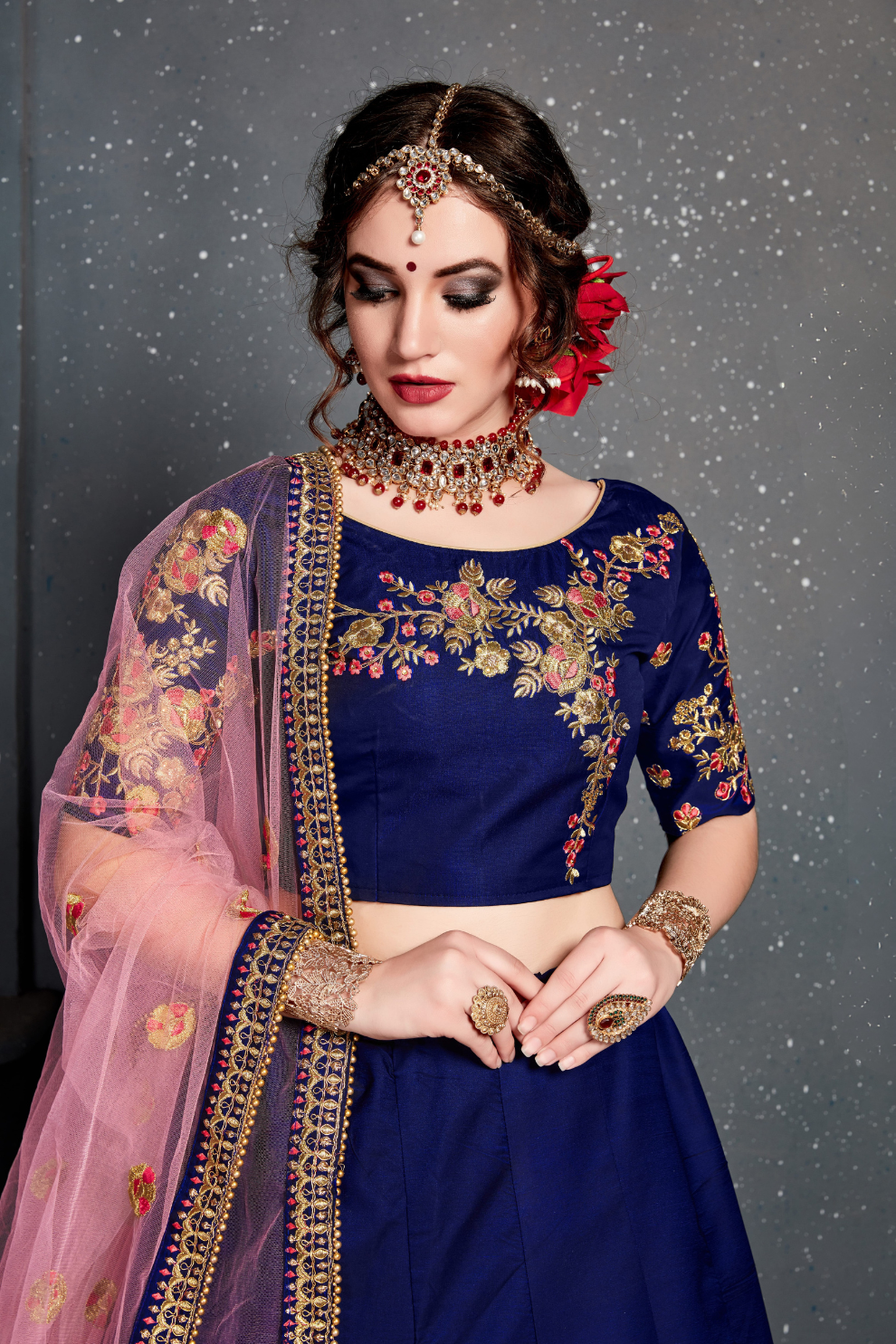 Bridal Silk Lehenga Choli Featuring Detailed Embroidered Design
