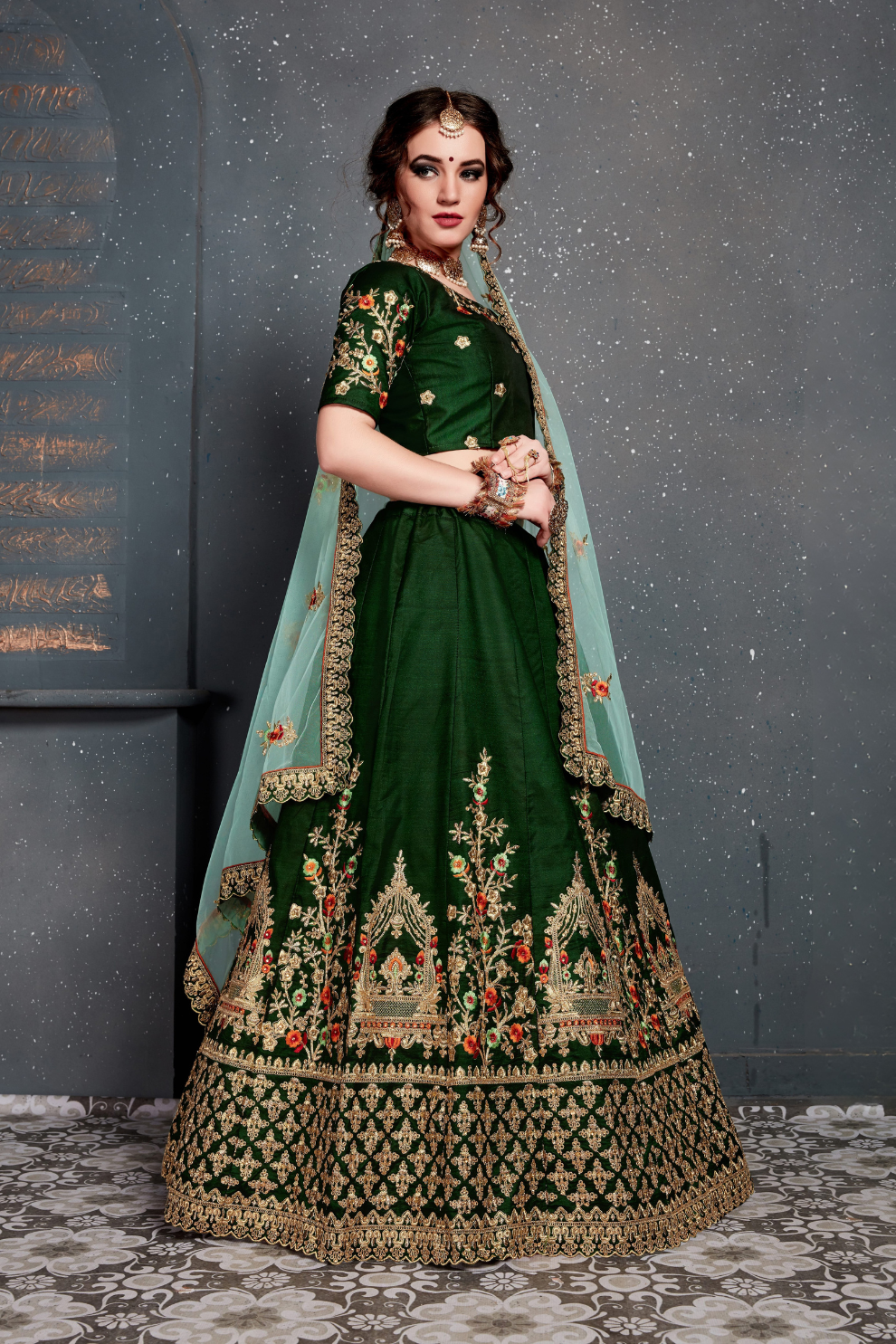 Bridal Silk Lehenga Choli Featuring Detailed Embroidered Design
