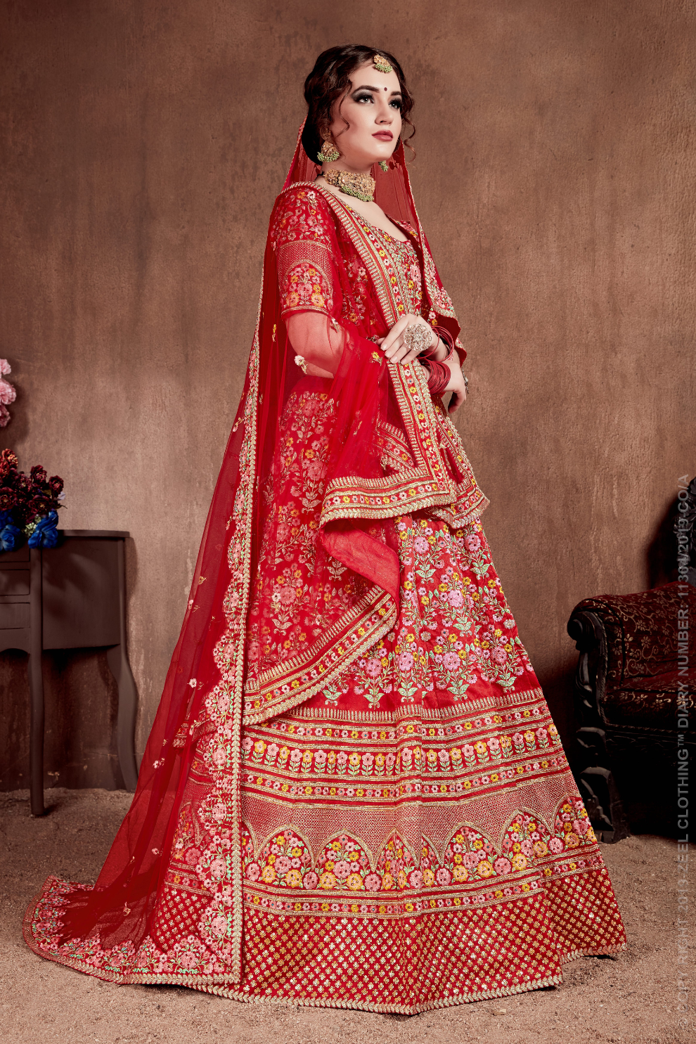 Luxurious Embroidered Mulberry Silk Bridal Lehenga Choli with Dupatta