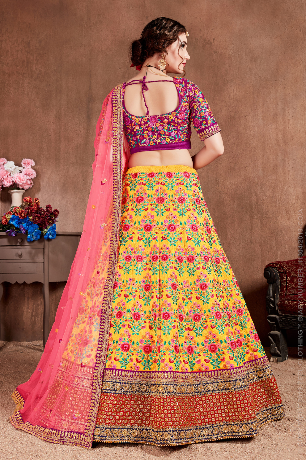 Luxurious Embroidered Mulberry Silk Bridal Lehenga Choli with Dupatta