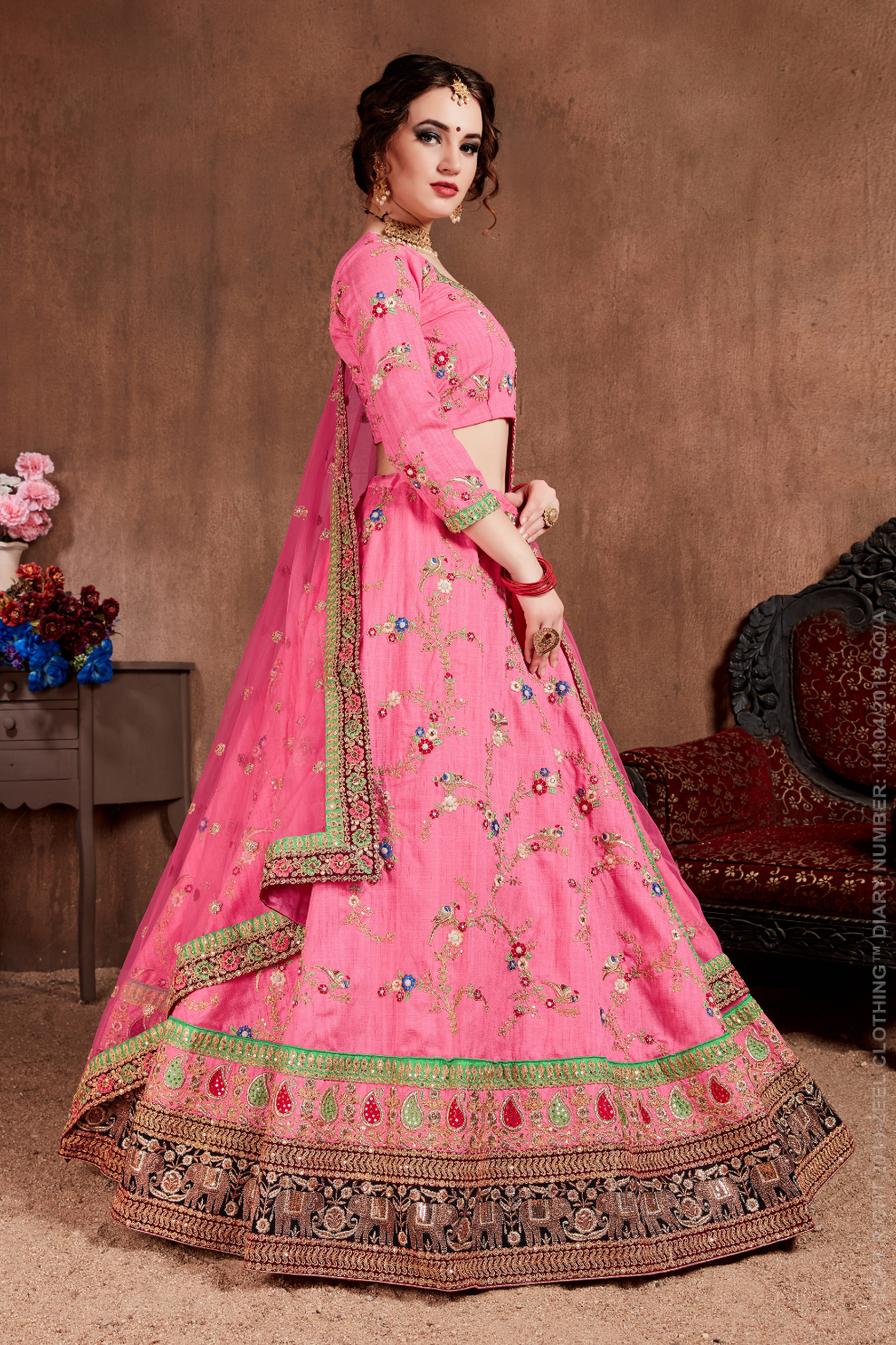 Luxurious Embroidered Mulberry Silk Bridal Lehenga Choli with Dupatta
