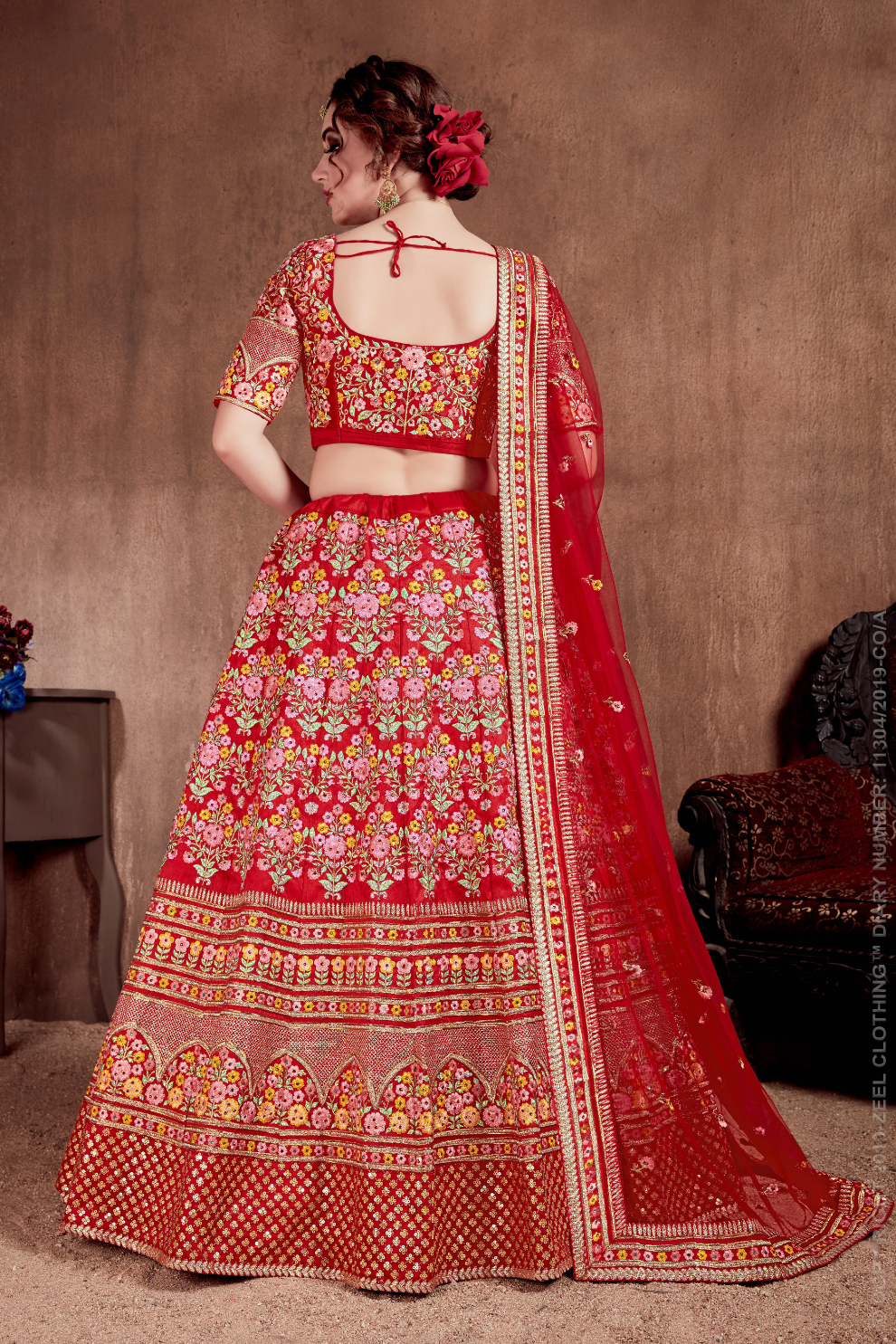 Luxurious Embroidered Mulberry Silk Bridal Lehenga Choli with Dupatta