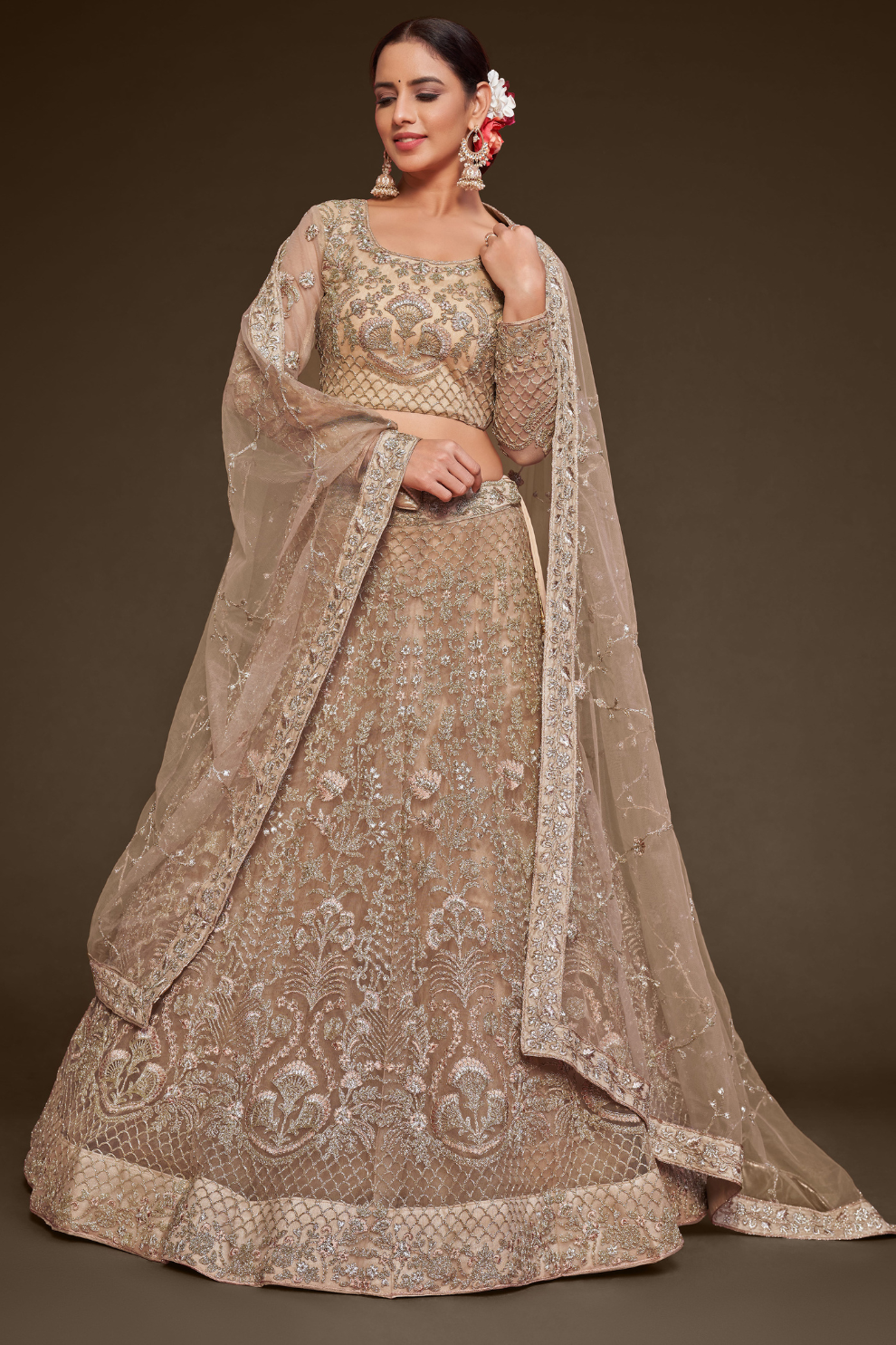 Trendy Net Dori Embroidered Lehenga Choli for Wedding