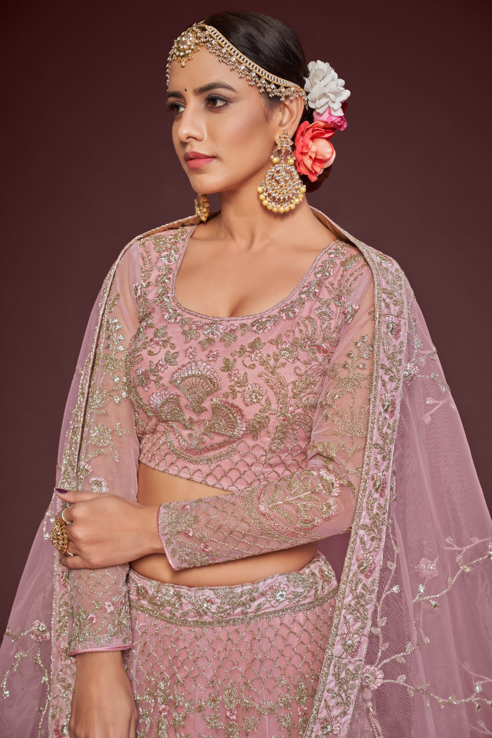 Trendy Net Dori Embroidered Lehenga Choli for Wedding