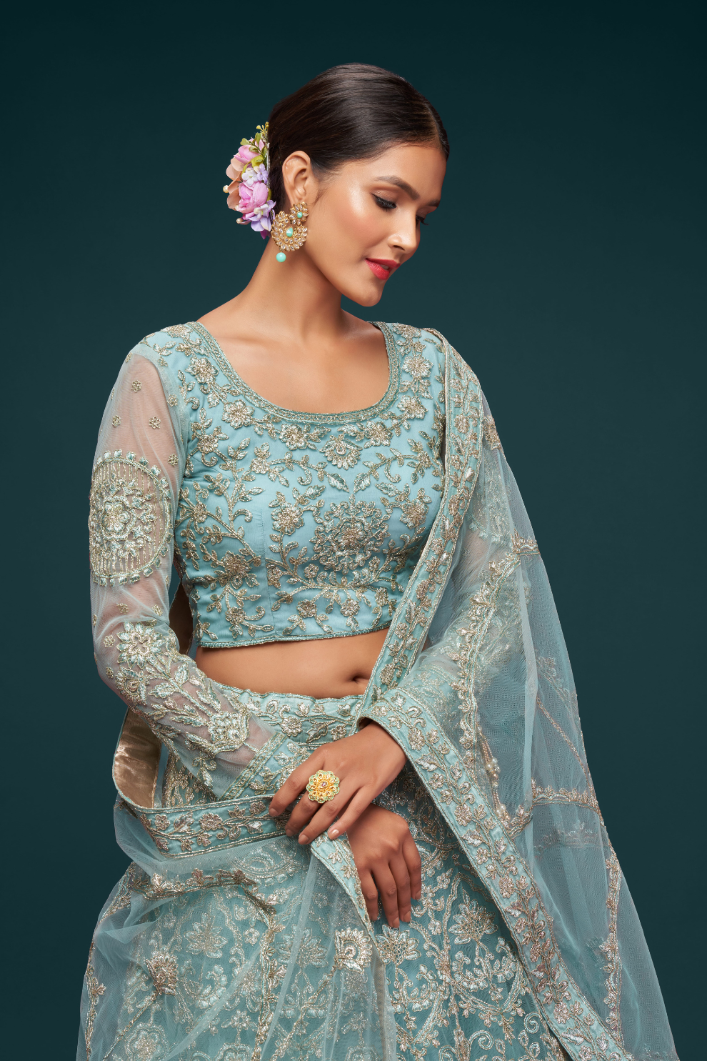 Trendy Net Dori Embroidered Lehenga Choli for Wedding