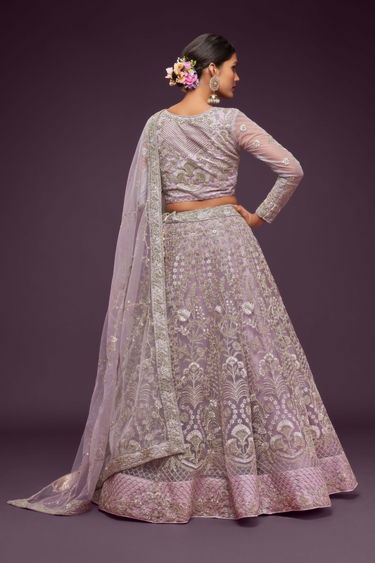 Trendy Net Dori Embroidered Lehenga Choli for Wedding