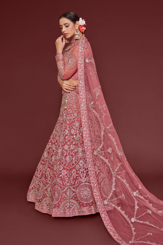 Trendy Net Dori Embroidered Lehenga Choli for Wedding