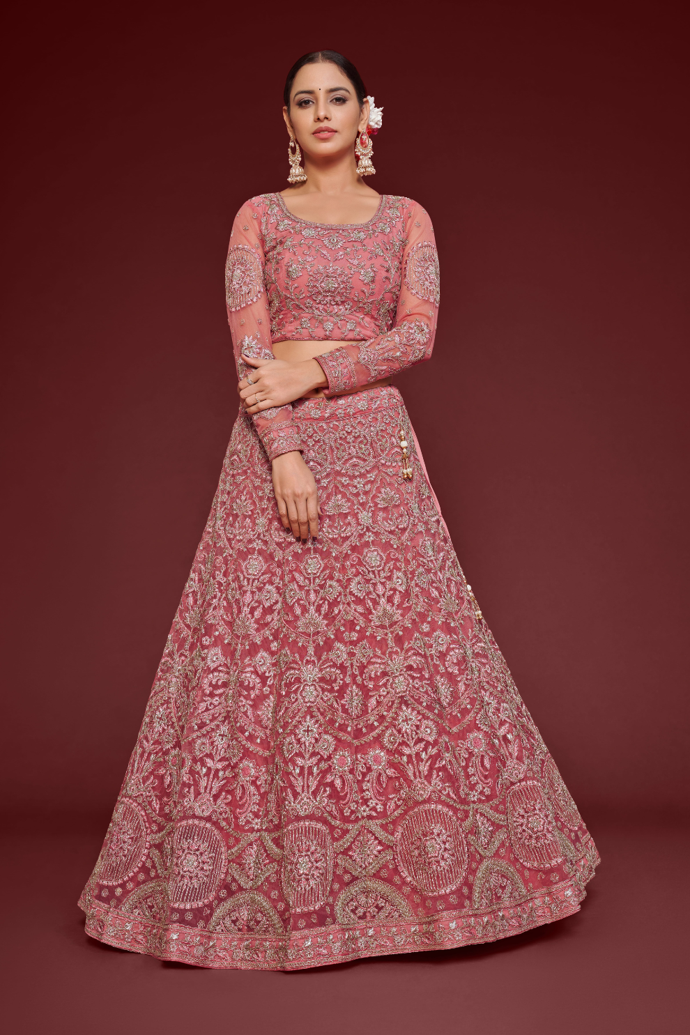 Trendy Net Dori Embroidered Lehenga Choli for Wedding