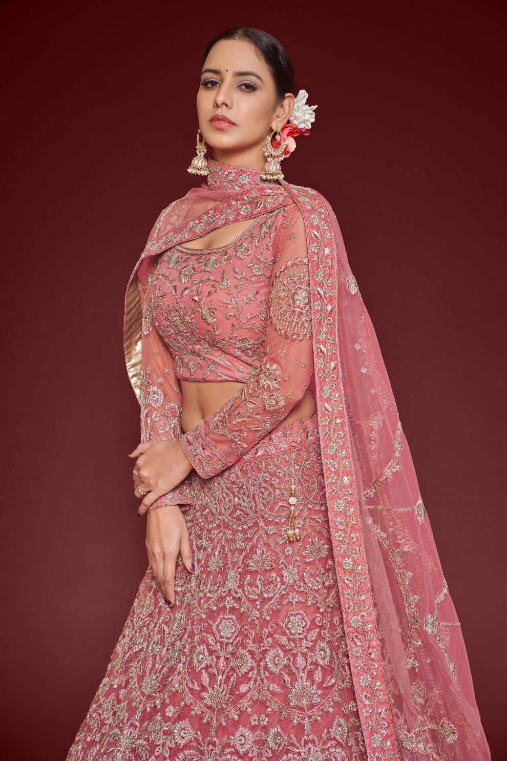 Trendy Net Dori Embroidered Lehenga Choli for Wedding