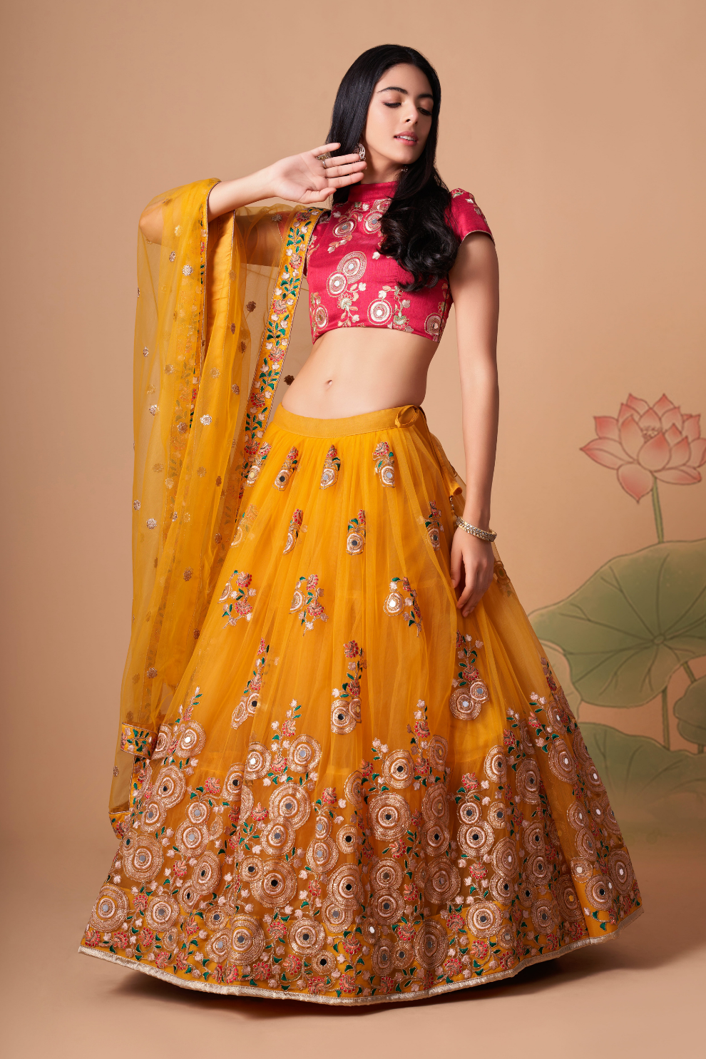 Exquisite Mirror Work Lehenga with Thread, Zari, Dori & Sequins Embroidery