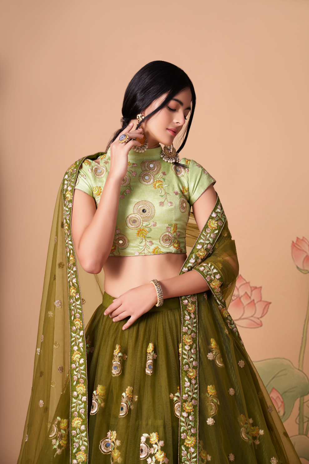 Exquisite Mirror Work Lehenga with Thread, Zari, Dori & Sequins Embroidery
