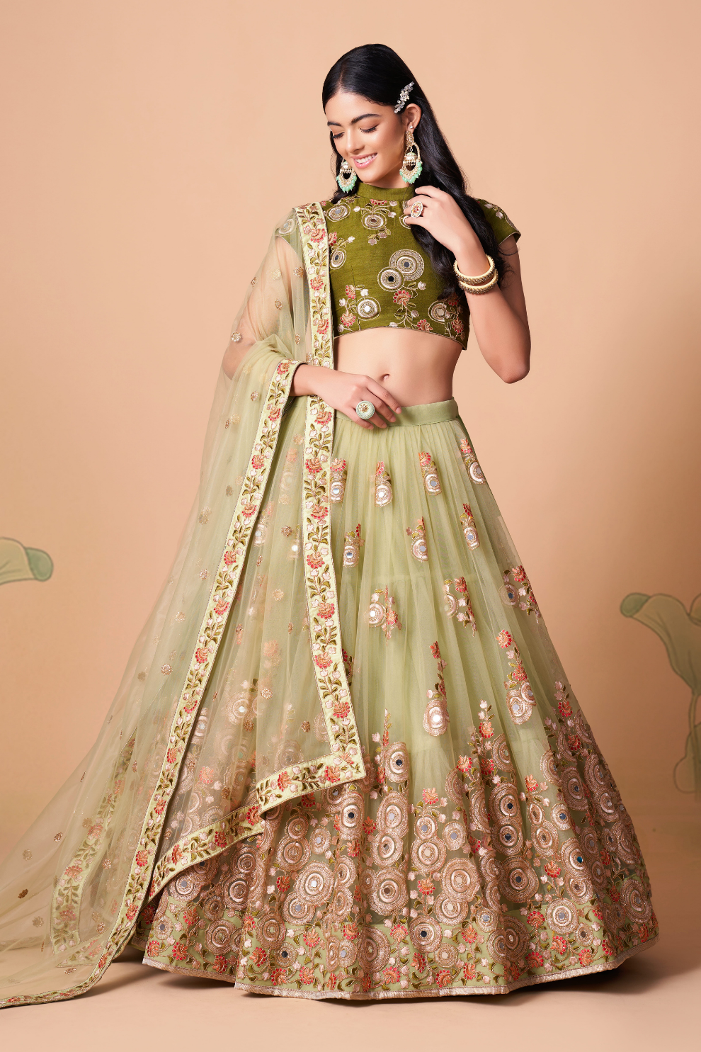 Exquisite Mirror Work Lehenga with Thread, Zari, Dori & Sequins Embroidery