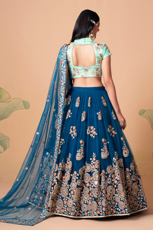 Exquisite Mirror Work Lehenga with Thread, Zari, Dori & Sequins Embroidery