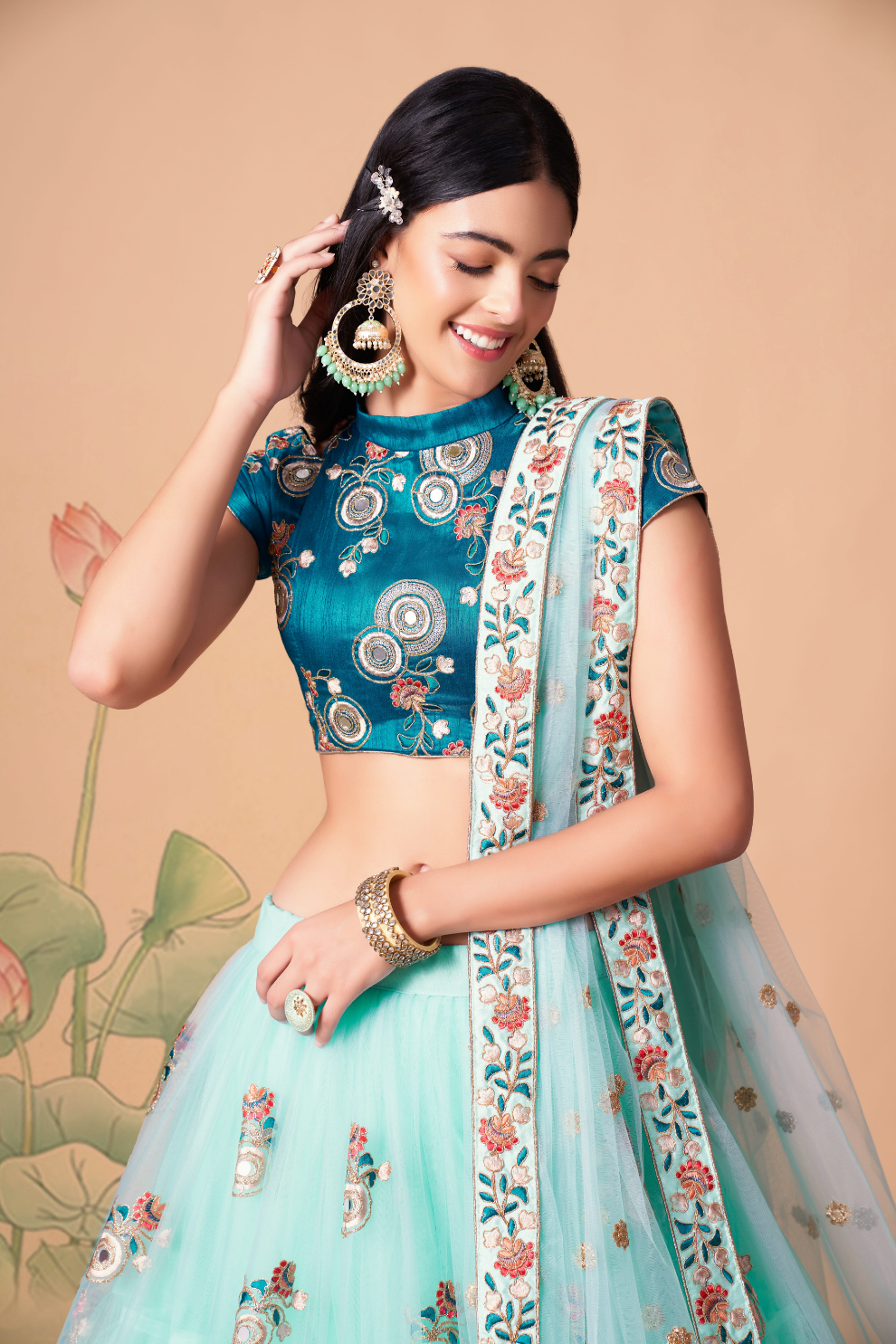 Exquisite Mirror Work Lehenga with Thread, Zari, Dori & Sequins Embroidery