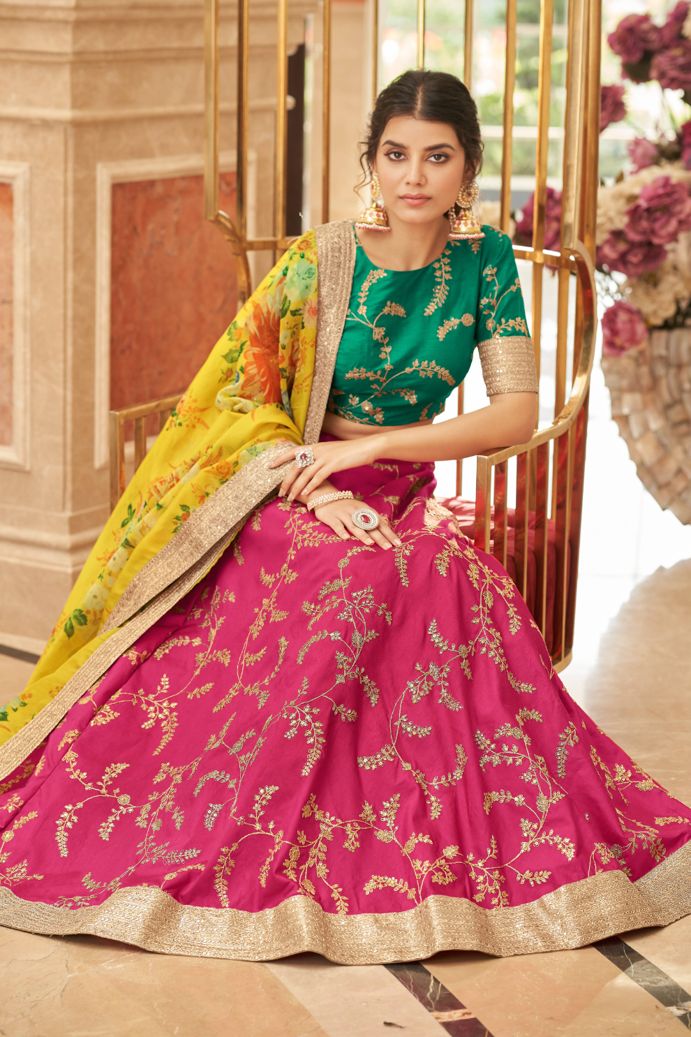 Elegant blouse and soft net dupatta with border detailing