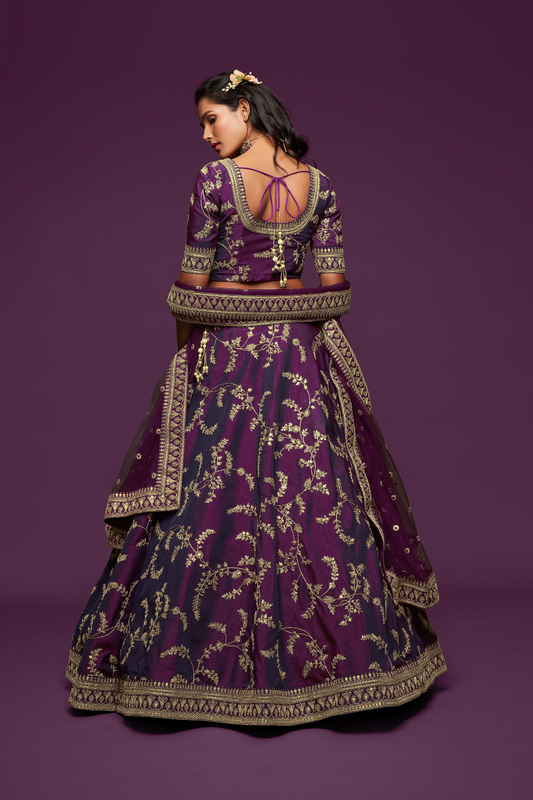 Thread Embroidered Silk Wedding Wear Lehenga Choli