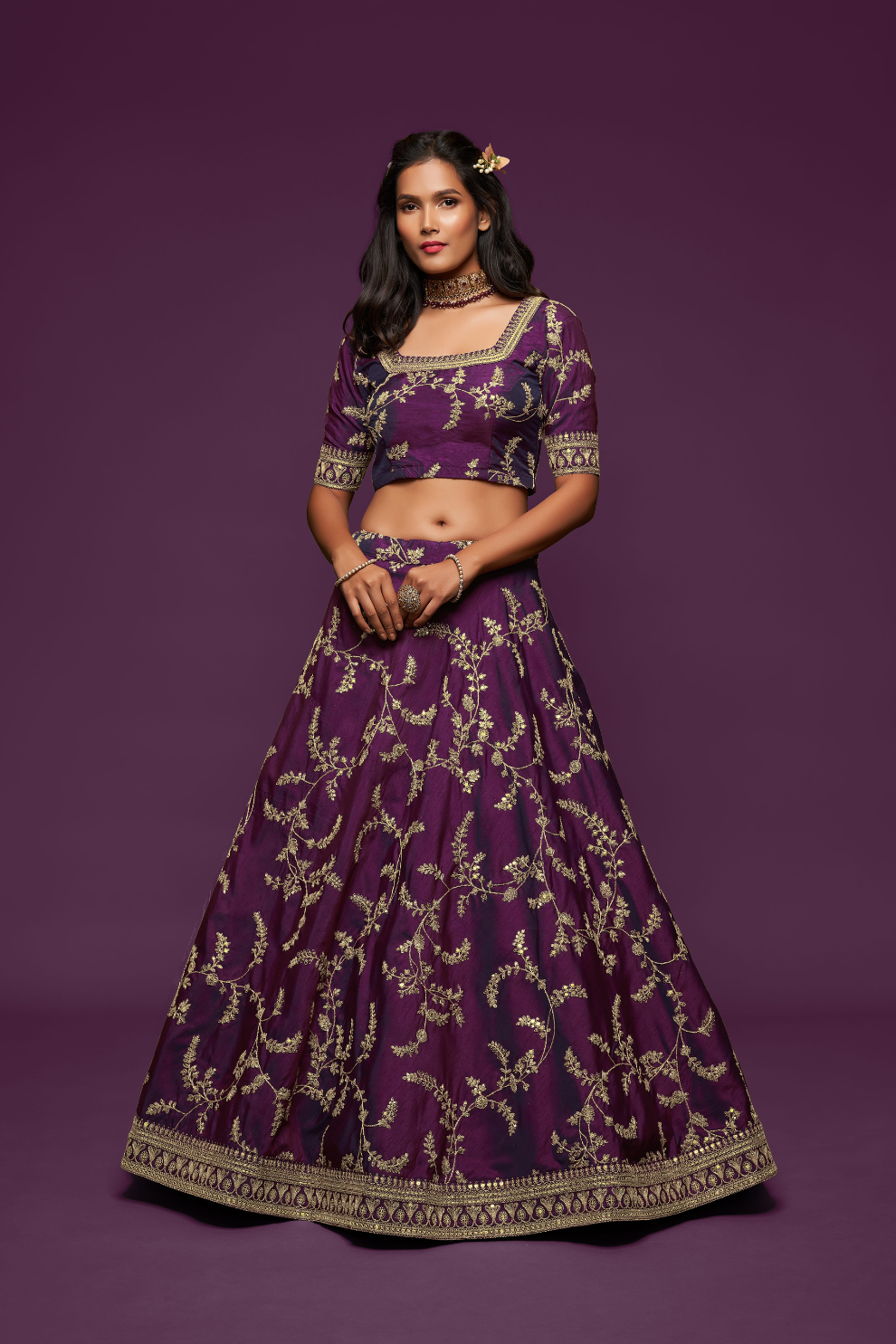 Thread Embroidered Silk Wedding Wear Lehenga Choli