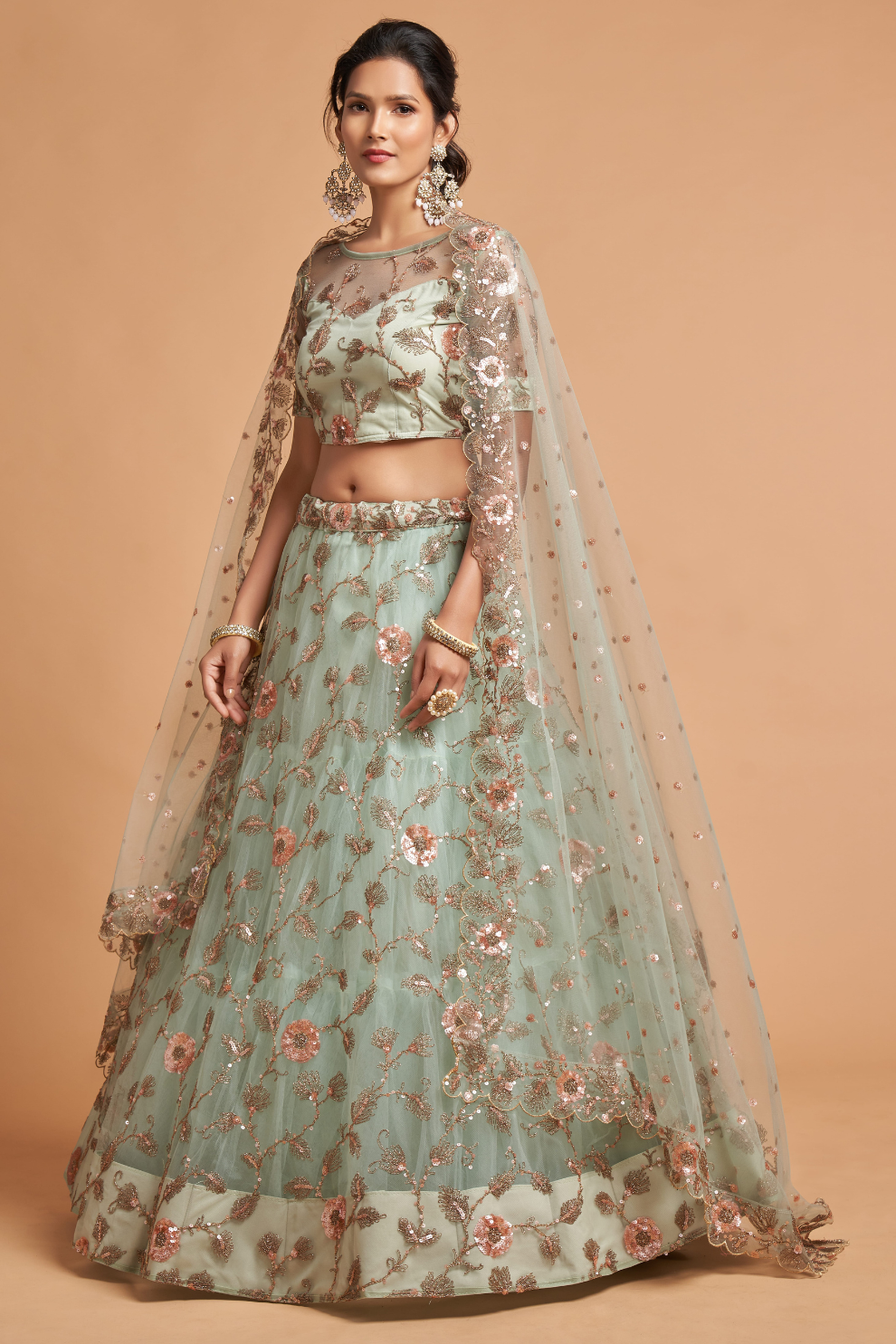 Radiant Zari and Multi-Sequins Embroidered Ethnic Ensemble