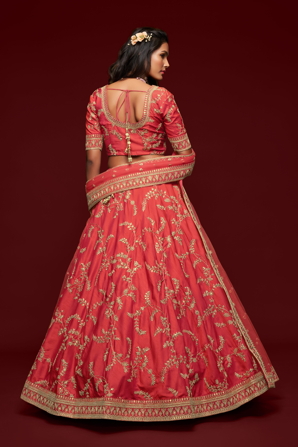 Thread Embroidered Silk Wedding Wear Lehenga Choli