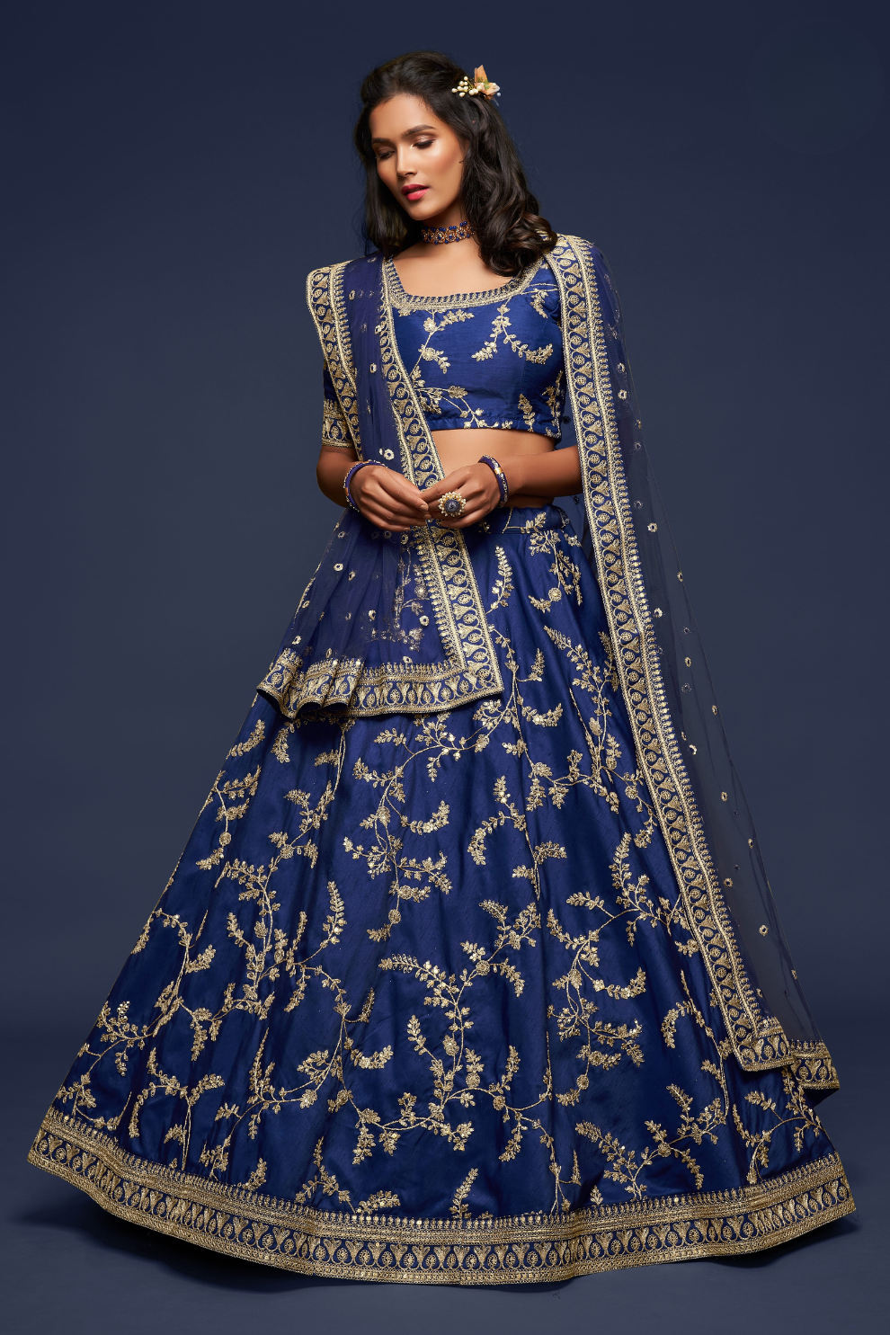 Thread Embroidered Silk Wedding Wear Lehenga Choli