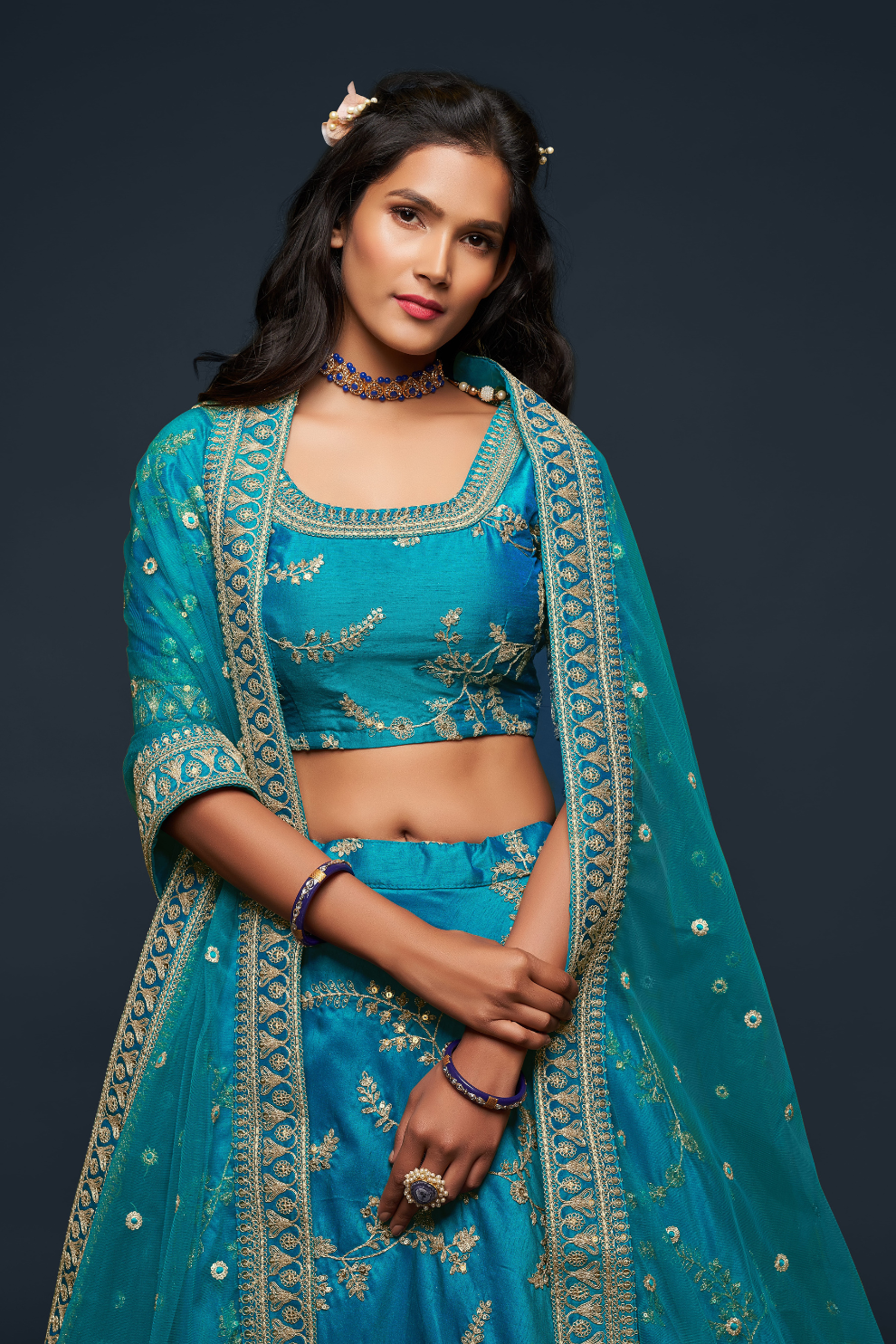 Thread Embroidered Silk Wedding Wear Lehenga Choli