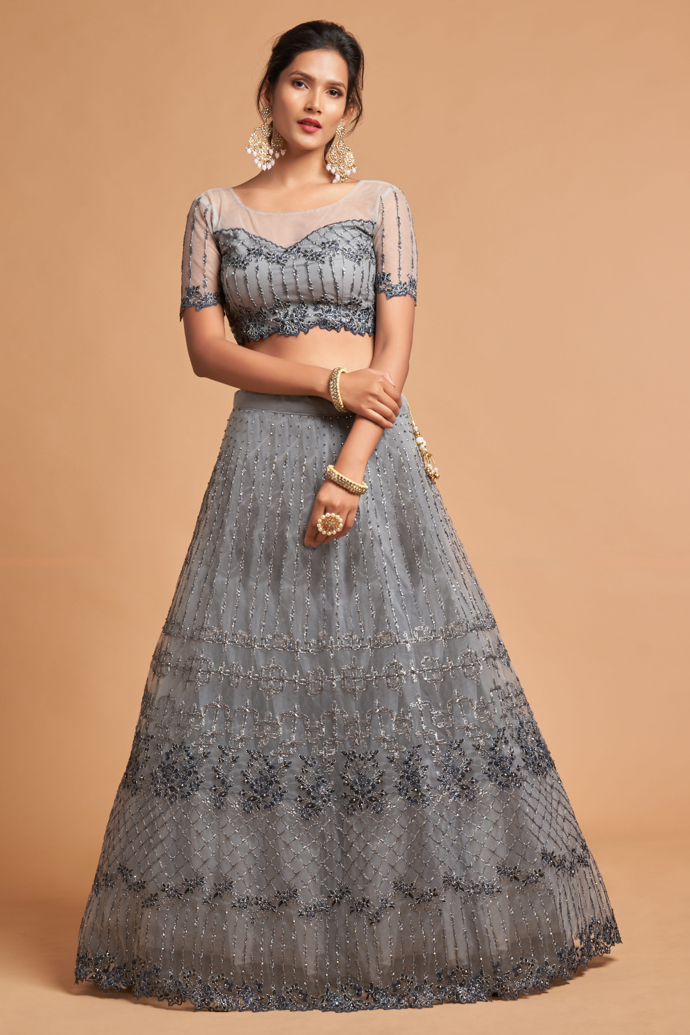 Radiant Zari and Multi-Sequins Embroidered Ethnic Ensemble