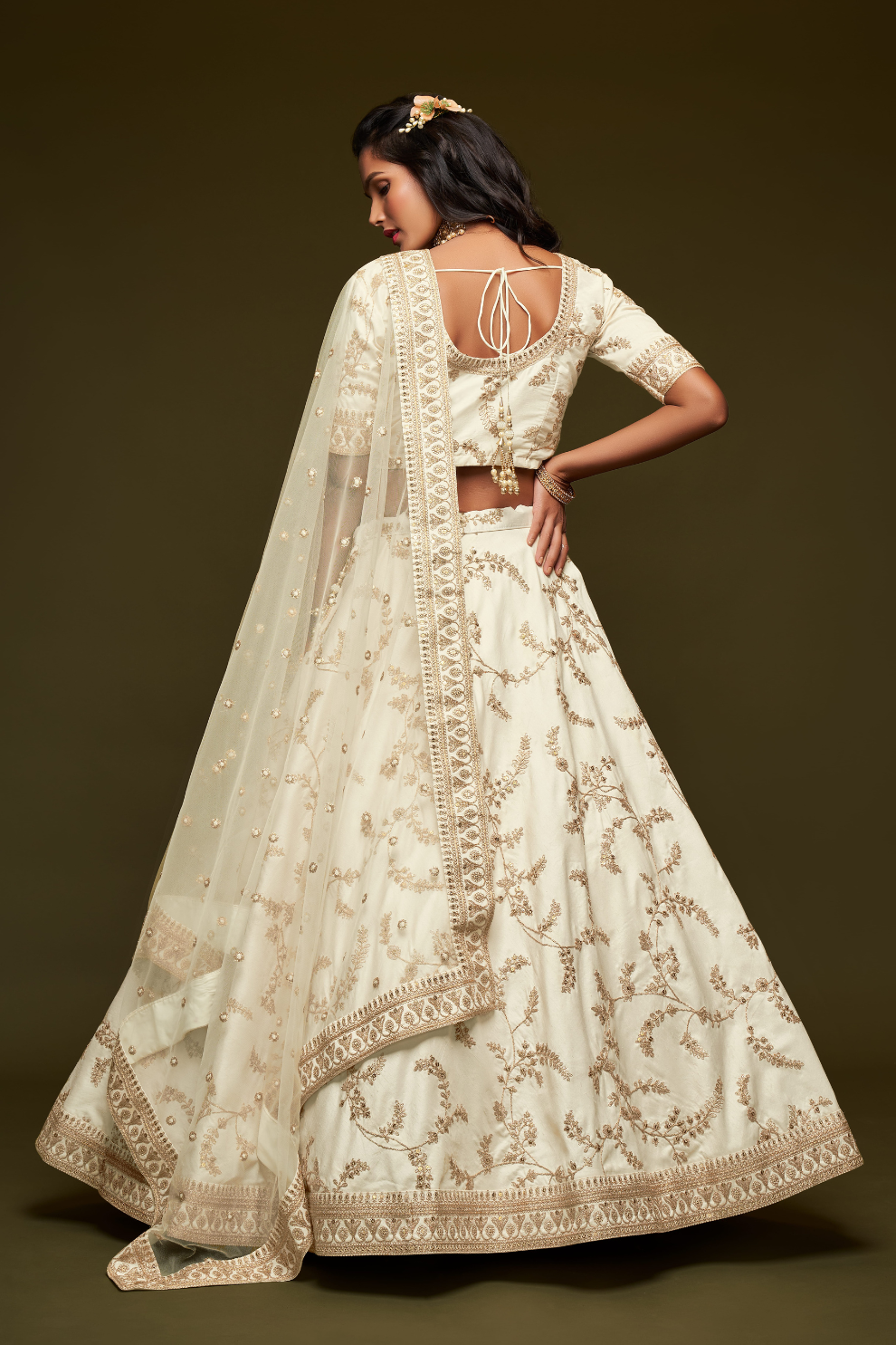 Thread Embroidered Silk Wedding Wear Lehenga Choli
