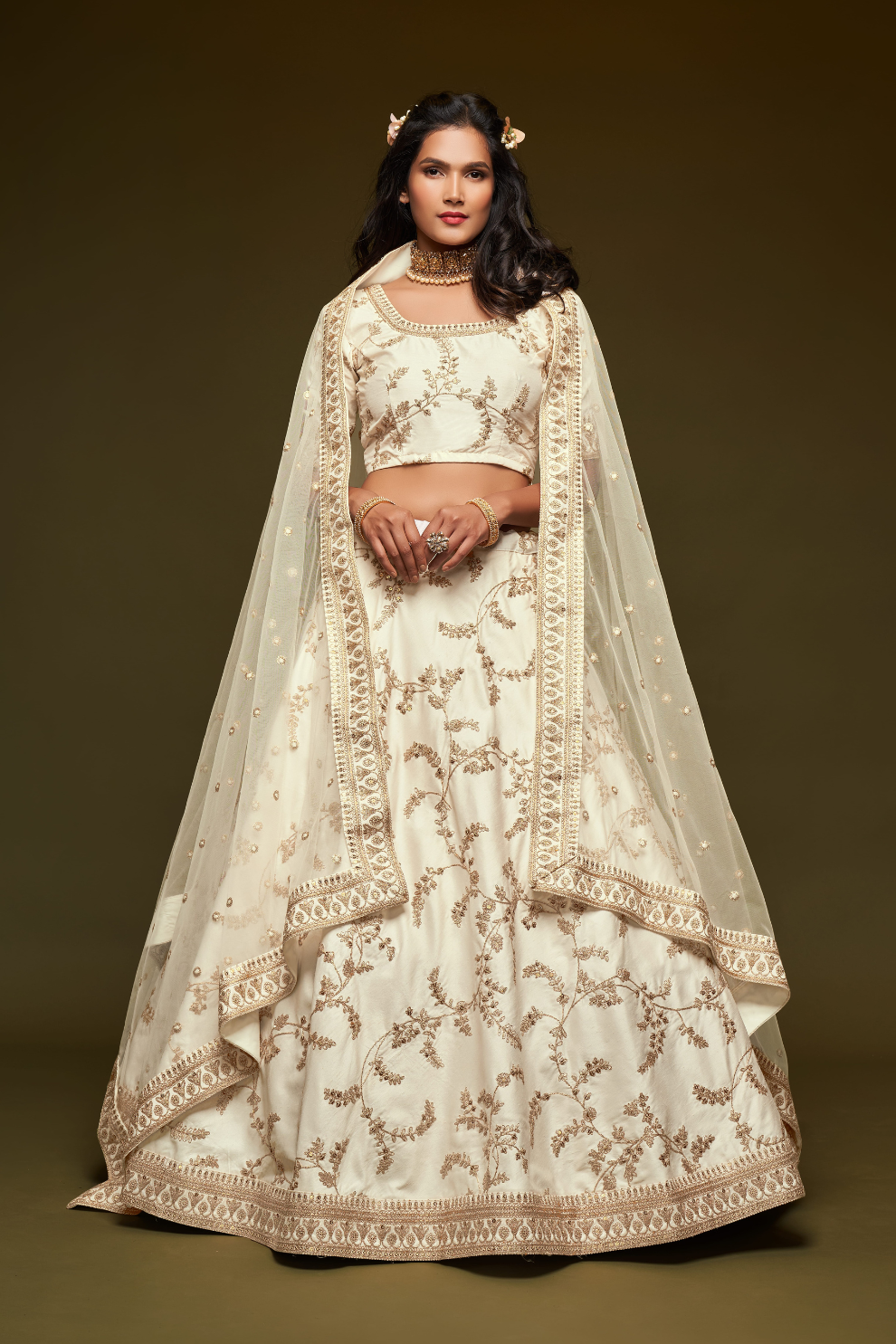Thread Embroidered Silk Wedding Wear Lehenga Choli