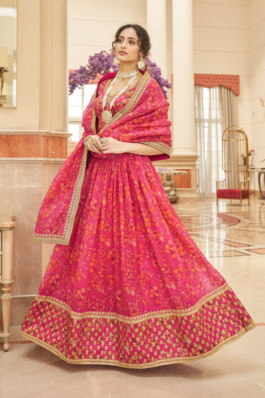 Elegant blouse and soft net dupatta with border detailing