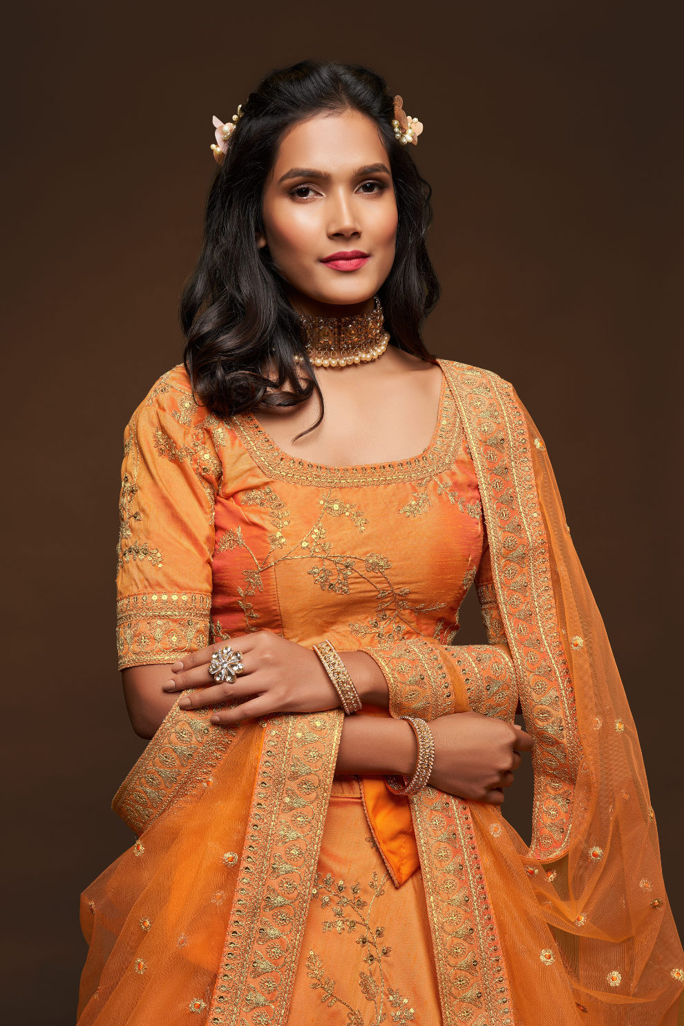 Thread Embroidered Silk Wedding Wear Lehenga Choli